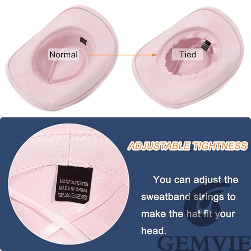 Image of GEMVIE Suede Cowboy Hat for Men Women Roll up Brim Cowgirl Hat Classic Country Cowboy Hat