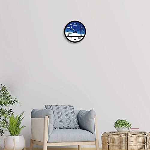 Image of Amazon Brand - Solimo 12-inch Plastic & Glass Wall Clock - Blue Sky (Silent Movement, Black Frame)