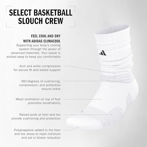 adidas Select Basketball Slouch Fit Crew Socks (1-Pair)2