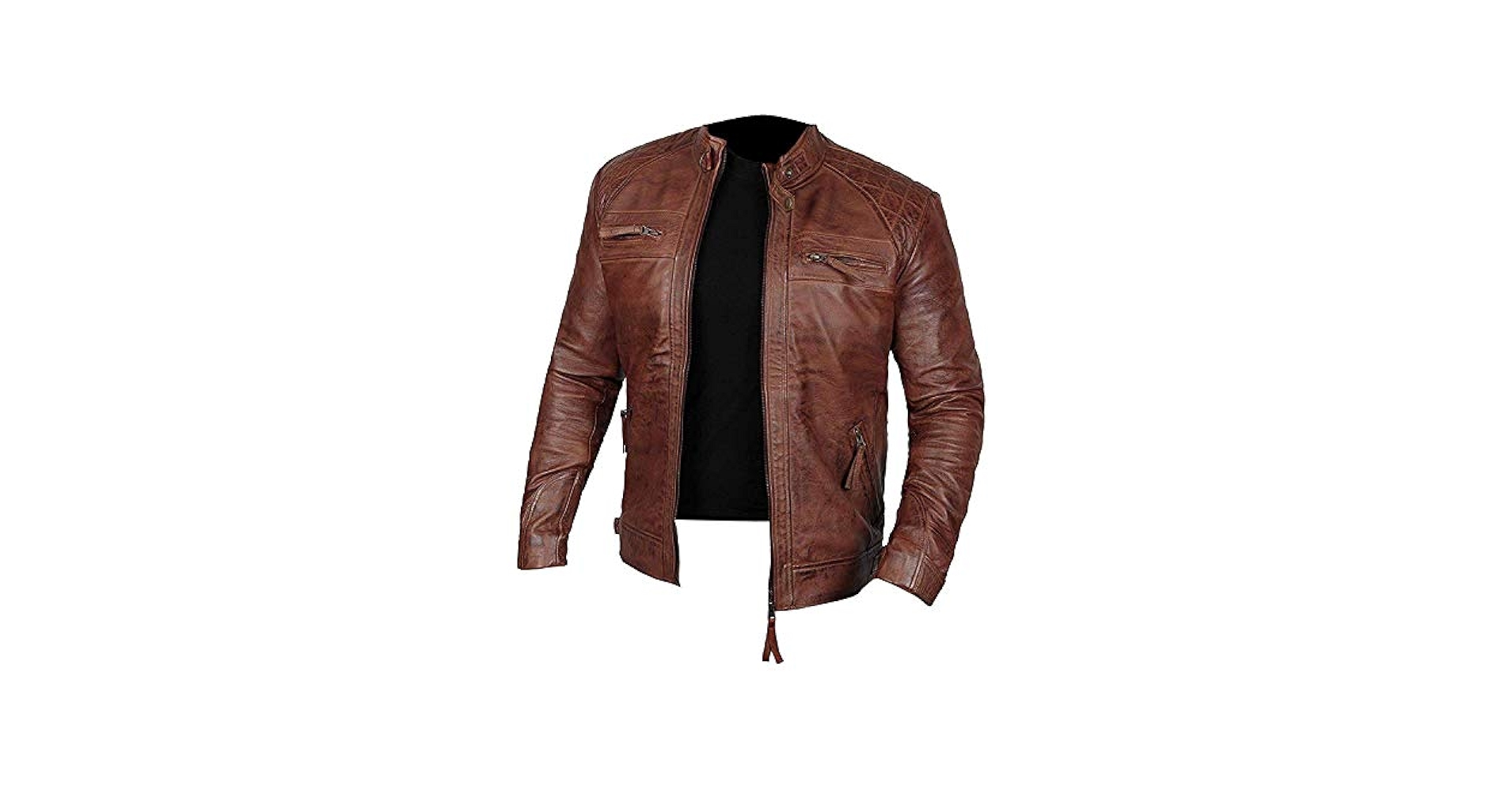 Febzo Fashions Leather Jacket Menswear - Cafe Bike Racer