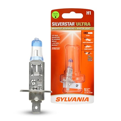 SYLVANIA - H1 SilverStar Ultra - High Performance Halogen Headlight Bulb, High Beam, Low Beam and Fog Replacement Bulb, Brightest Downroad with Whiter Light, Tri-Band Technology (Contains 1 Bulb)