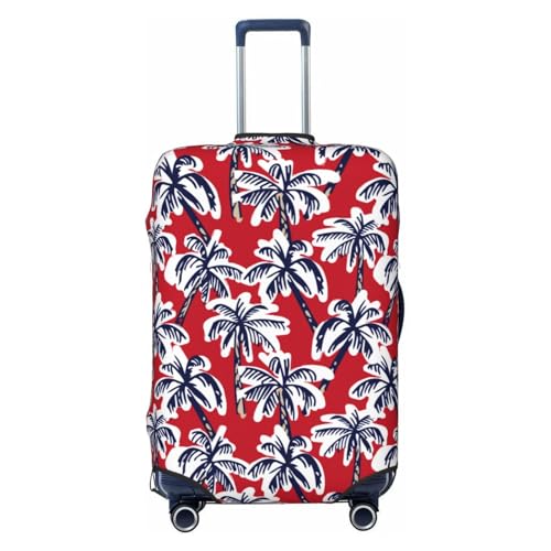 Palm Tree Pattern On Red Print Luggage Cover For Suitcase,Washable Elastic Travel Suitcase Protector With Zipper Closure And Bottom Buckle – Fits 18-32