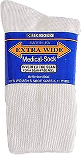 Women's Extra Wide Socks-White/6-11