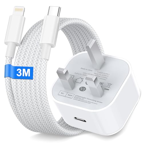 iPhone Charger Fast Charge[MFi Certified], 20W iPhone Fast Charger Cable and Plug with 3M Nylon USB C Lightning Cable for iPhone 14 13 12 11 Pro Max/Mini/XS/SE/8, USB C Plug Fast Charger Power Adapter