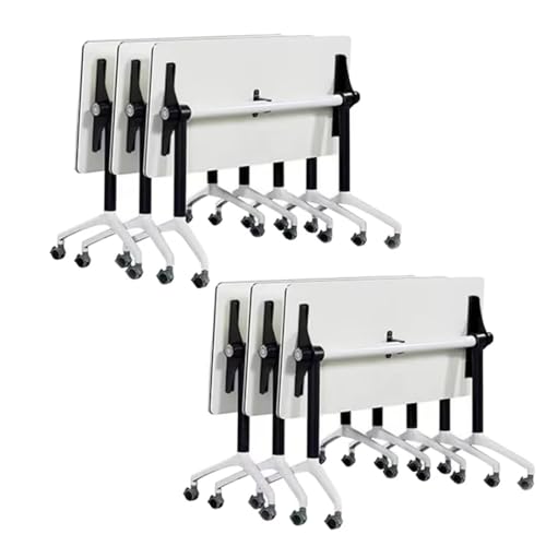 Mobile Folding Conference Table, Flip Top Training Table with Silent Wheels, 6 Pack Modern Meeting Tables for Office, Classroom, School - 47.2 x 23.6 x 29.5