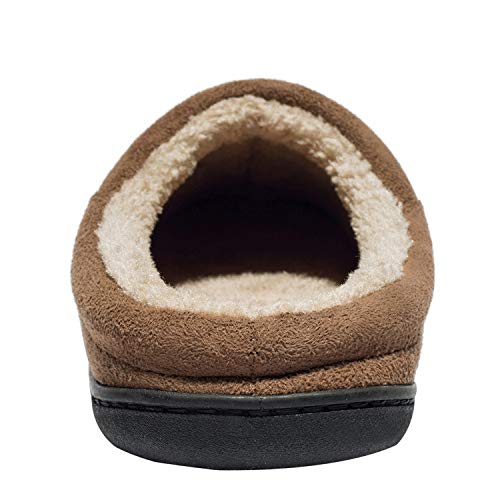 Image of NewDenBer Men's Warm Memory Foam Suede Plush Fleece Lined Slip on Indoor Outdoor Clog House Slippers