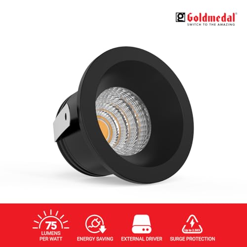Image of Goldmedal Spark Pro 3W Black LED COB Spot Light - Neutral White (4000K) |Cut-Out Size:O30mm |Recessed Spot light for False Ceiling |Suitable for Indoor Application |Body Color:Black |Aluminium Housing