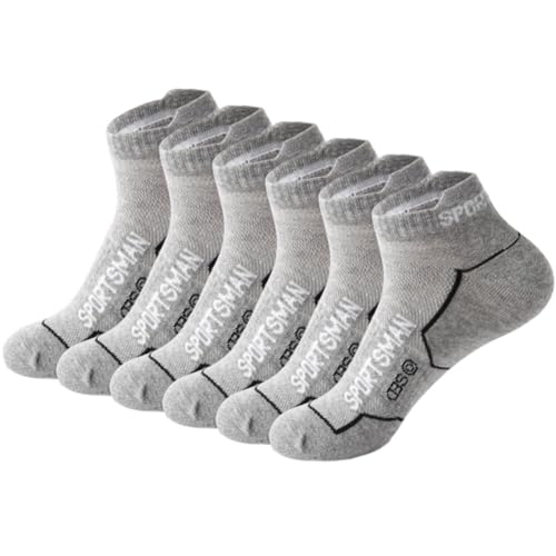 6 Pairs Sports Socks for Men Short Socks Cotton Socks Running Socks for Basketball Socks Fitness Socks Mountain Climbing Socks (Grey)