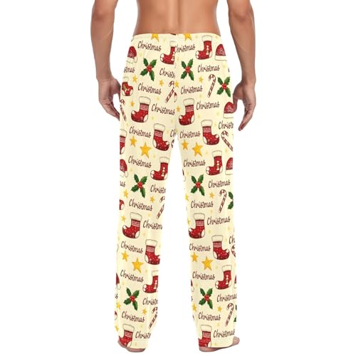 Christmas Stockings Men's Pajamas Pants Cotton Sleep Bottoms Pants Lounge Sleepwear - S3