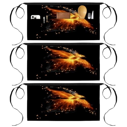Tablier court de chef 3 poches pour restaurant et bar Oiseau ardent
