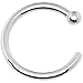 Body Candy Tiny Nose Hoop 20 Gauge 1/4 Small Diamenter Solid 14k White Gold 6mm Nose Hoop