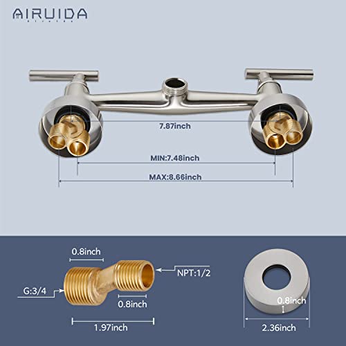 Airuida Wall Mount Kitchen Sink Faucet With Sprayer Brushed Nickel Wall Mounted Kitchen Faucet 8 Inch Center Double Cross Handles 360 Degree Swivel Spout Restaurant Mixer Tap Commercial #TOP4