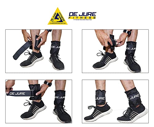 Image of DE JURE FITNESS Ankle & Wrist Weight Set, Adjustable Strap, 2.5KG Pair (2.5Kg x 2 = 5kg) (E) Black