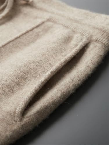 Men's Winter Wool Pants Thick Smart Casual Knit Elastic Waist Warm ComfortableTrousers4