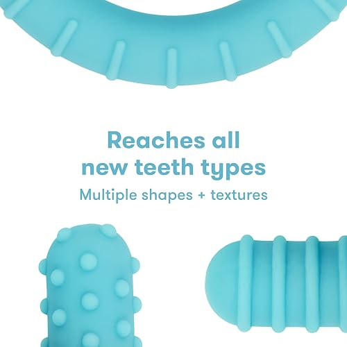 Image of Frida Baby Get-A-Grip BabyTeether for Teething Relief | 100% Food-Grade Silicone Teething Toys for Baby 0-6, 12, 18 Months Infant, BPA-Free, PVC-Free |Deep Blue