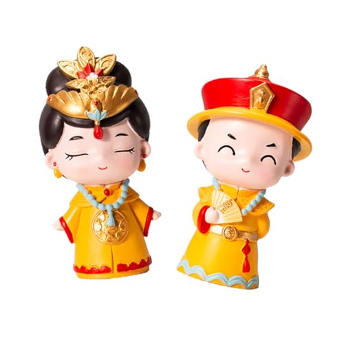 GOOHOCHY Figuras de Resina Estilo Palacio Chino 2 Piezas Adornos Decorativos para Mesa y Escritorio Decoración del Hogar y Fiesta Diseño Imperial Tradicional