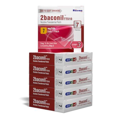 Image of Rusan 2baconil Nicotine Transdermal Patch 7mg Step 3 | 42 Patches (6x7 Pack) | Nicotine Replacement Therapy | Quit Smoking & Chewing Tobacco /Ghutka