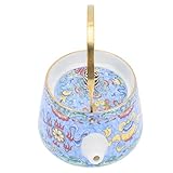 Hemoton 190ML Keramik Retro Teekessel Emaille Teekanne Wasserkocher Chinesischer Stil Antike Teekessel Nostalgie Teekocher Vintage Wassertopf Kaffeekanne für Buttermilchtee Saft Milch Tee Karaffe Blau