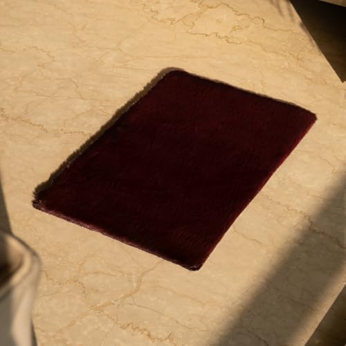 Image of Earthy Fables Feather Microfiber Rug /Mat, Thick, Quick Dry, Anti-Skid, Non-Slip, Machine Washable Floor Rug, Door Mat for Kitchen, Bedroom, Living Room, 60 x 40 cm - Wine