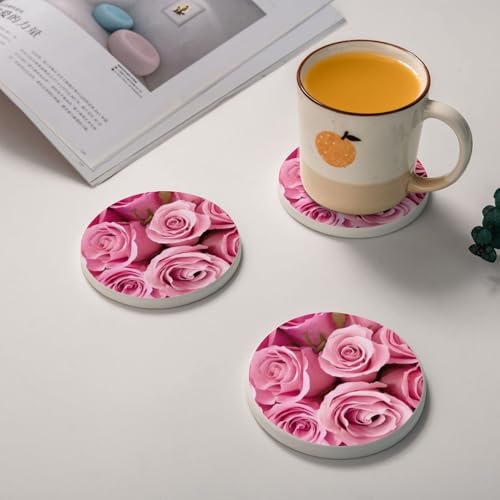 Sous-verres ronds en diatomite rose rose absorbants pour table basse - 3