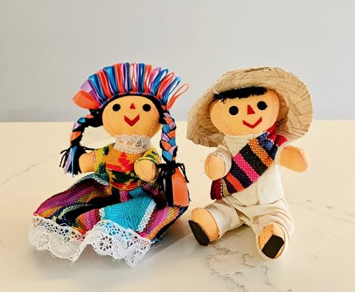 Muñecos de trapo artesanales mexicanos 5 pulg miniatura 2