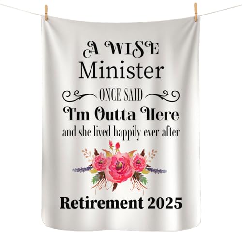 Minister Retirement Blanket 2025 for Women - Gifts for Retired Priest Spiritual Leader Manager Farewell Party Decoration for Lady Female Her - Sherpa Fleece 50x60 - Bed Sofa Couch