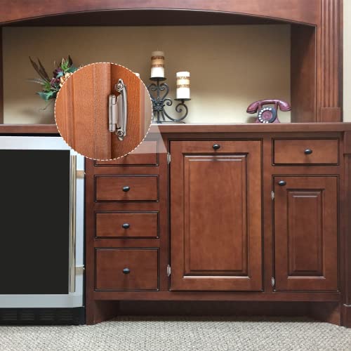 Litoexpe 10Pcs (5 Pair) Satin Brushed Nickel Cabinet Hinges 1/2 Inch, Semi-Concealed Cupboard Hinges Self-Closing Kitchen Cabinets Hinges With Door Bumpers & Screws #TOP5