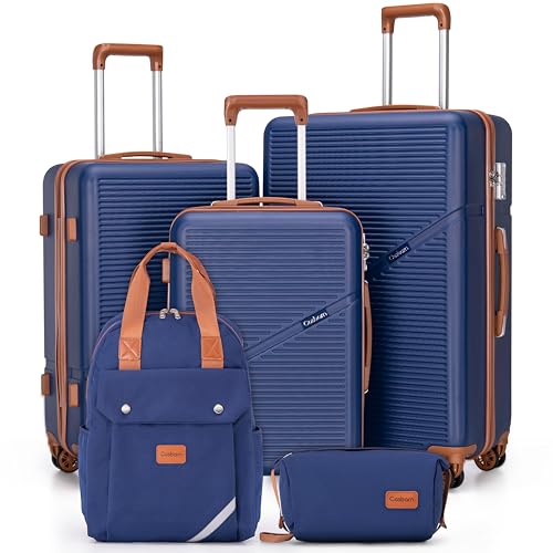 Image of Cosbarn Luggage Sets 5 Piece Suitcases with Wheels, Suitcase Set ABS Hard Case Luggage with TSA Lock Spinner Wheels Durable Travel Luggage (5-Piece Set(20 inch /24 inch /28 inch))