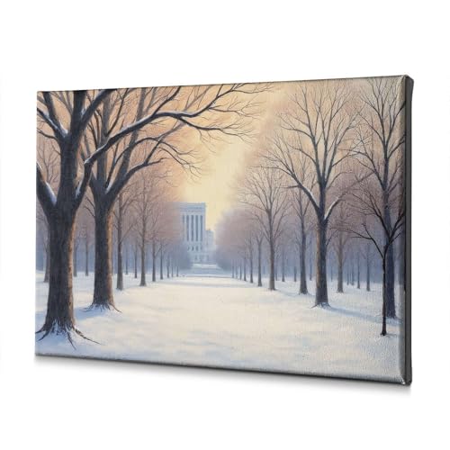 Arbres enneigés sur toile décorative salon haut de gamme PKRD WTD 30x40cm