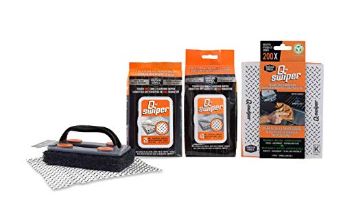 Q-Swiper Bbq Grill Cleaner Gift Bundle Set - 1 Q-Swiper Grill Brush, 65 Q-Swiper Grill Cleaning Wipes And 2 Q-Swiper Reusable Grill Cloths. Safe Way To Clean Bbq Grill Grates And Grill Exterior. #TOP6