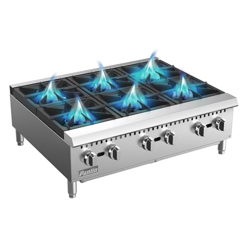 Pantin Commercial Stove, 6 Burners Countertop Cooking Range, Stainless Steel 42