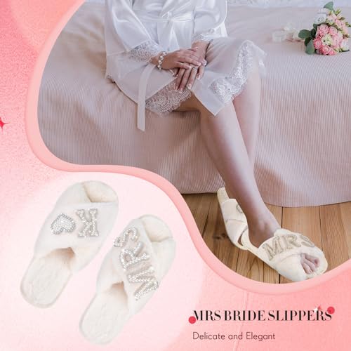 Mrs Pearl Bride Slippers - Personalized Wedding Slippers for Bride - Bridal Shower Gift (Letter K)4
