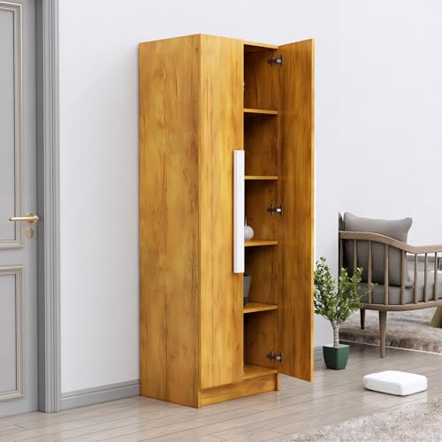 Image of Bniture Wooden Almirah for Clothes, Door for Bedroom, 2 Door Wardrobe with 4 Shelves Huge Storage Space (46D x 60W x 182H CM) | 3 Year Warranty (Giant Wood)