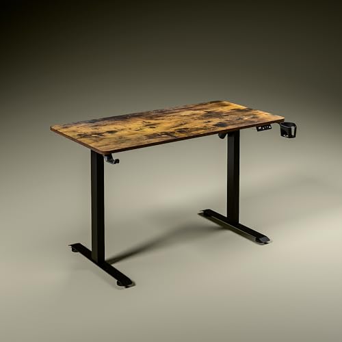 Image of Green Soul Imperium Pro Height Adjustable Table for Office Work | Smart Everyday Ergonomic Table | ImpactShield Anti-Collision | 3 Year Warranty | Installation Provided (Antique Wood,1200mm/4 Ft Top)