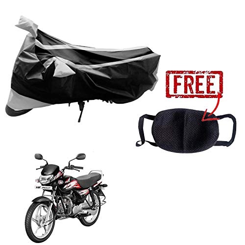 Image of Kandid Silver & Black Water Resistant Bike /Motorcycle Body Cover for Hero Hf Deluxe