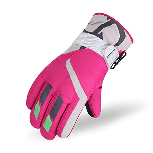Kids Ski Gloves Winter Warm Lining Snow Cold Weather Windproof Waterproof Adjustable Gloves for Boys & Girls 2-5Years (Rose)