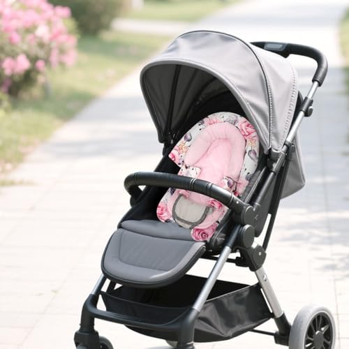 Image of Baby Car Seat Head Body Support & Strap Covers, 2 in 1 Infant Car Seat Insert, Reversible Soft Breathable Newborn Cushion Pads for Preemie, Perfect for Baby Carseats, Strollers, Swings (Floral)