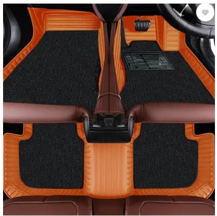 Image of 10D Car Foot Mat for Mercedes Benz eqs450 | Tan | Premium Luxury Leather | Double Layered | Waterproof | Washable | Custom Fit |Antislip | Detachable Grass | Car Floor Mat