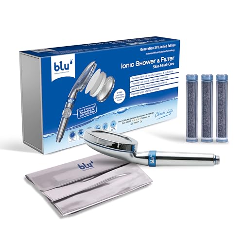 blu Ionic Shower Head and Shower Filter - Handheld - Removes Chlorine & Harmful Pollutants - Prevent Hair Loss & Moisturize Your Skin Chrome (Amazon Exclusive)