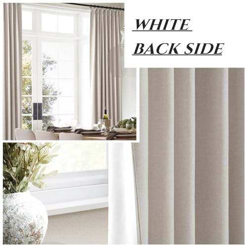 Image of QJmydeco Black Out Curtains 72 Inch Long, Blackout Window Curtain & Drapes 72 Inch Length 2 Panels Set Burg Pinch Pleated Viral Natural Linen Short Farmhouse for Bedroom /Dining /Living Room 6FT