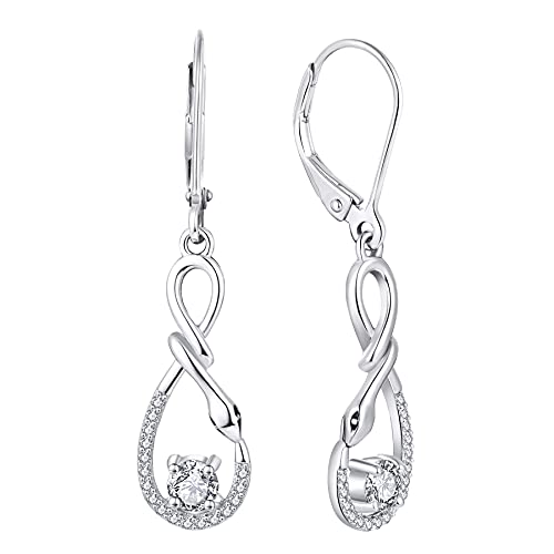 Starchenie Orecchini Donna,Argento 925 Orecchini Infinito Far cadere Penzolare Snake con 3A Cubic Zirconia con Bianca Placcato oro Regalo di gioielli per le donne