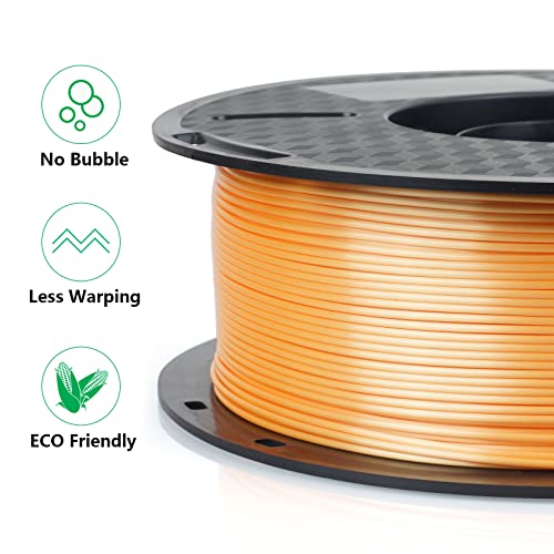 Image of Kingroon Silk PLA 3D Printer Filament, Dimensional Accuracy + /- 0.03 mm, 1 kg Spool(2.2lbs), PLA Shiny Filament 1.75 mm (Orange)