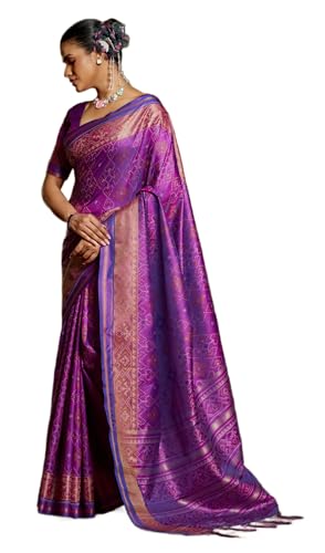 Image of SWORNOF Womens Linen Silk Saree | Saree for Women With Unstitched Blouse | Saree with Blouse Piece | Soft and Skin Friendly