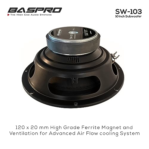 Image of BASPRO SW-103 (Orange) Premium Subwoofer 10 inch Full Pressed Coloued Coated with Stiched Foam Edge 160W RMS / 1300W Peak Power with 4 ohm