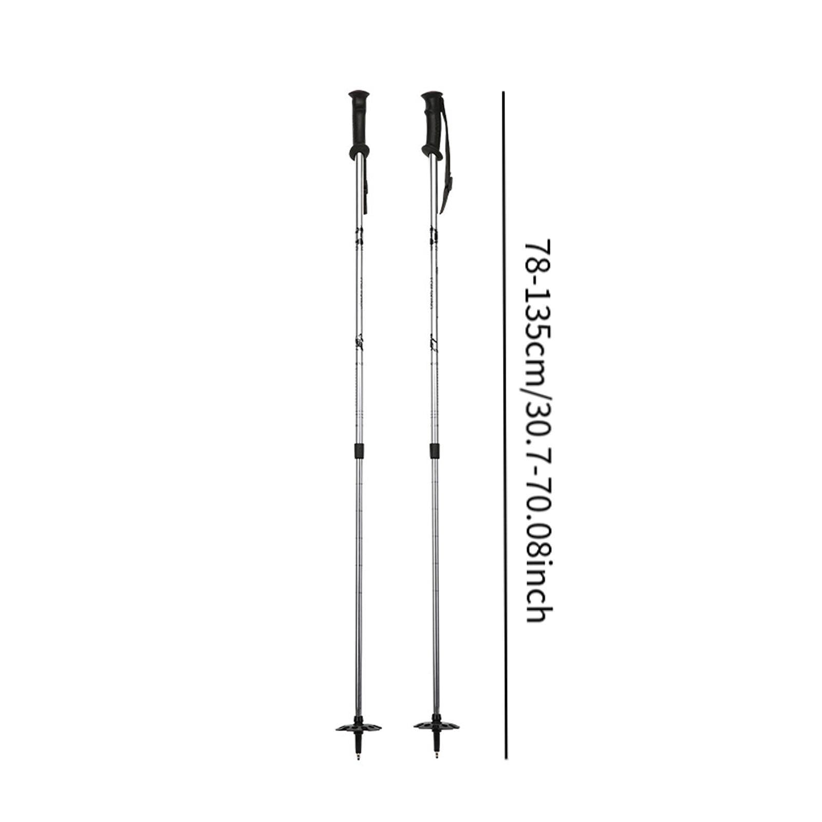 Qianly 2 Piezas Bastones de Senderismo Palos de Montaña Telescópicos Aleación de Aluminio Mango Cómodo Cestas para Nieve Ajustable Útiles para