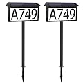 Nazuwke Solar Powered House Numbers for Outside, 2 Pack 3-Color Solar Address Sign Waterproof LED Illuminated Address Plaques with Stakes, Outdoor Lighted House Number Address Number for Home Yard