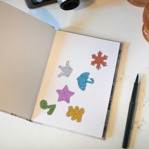 Bunt Glitzer Papier, Glitzerpapier zum Basteln, Glitter Cardstock Papier, Glitzerpapier zum Basteln und Gestalten, Glitzerpapier Selbstklebend, Selbstklebender Tonpapier, 10 Farben 22 Blatt 80g/m²