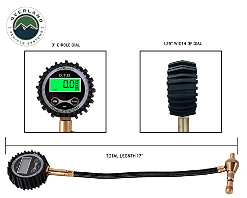 Overland Vehicle Systems Digital Tire Deflator with Valve Kit & Storage Bag Universal - Included Valve Core Replacement - Replacement Valve Caps - for Cars, Trucks, SUV, Trailer, ATV and More!