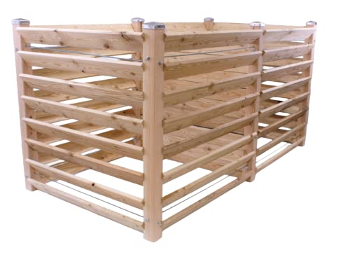 Gartenwelt Riegelsberger Moderner Komposter Duo ca. 120x233 cm Höhe 100 cm aus Lärchenholz Massivholz Steckkomposter Kompostsilo Holz Stecksystem