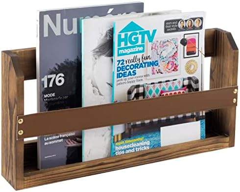 Amazon.com: MyGift Wall Mounted Magazine Holder Rustic Burnt Solid Wood ...